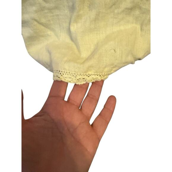 Style & Co. Women’s Yellow Linen Button Front Blouse Size 10 Long Sleeve Crochet - Picture 6 of 6